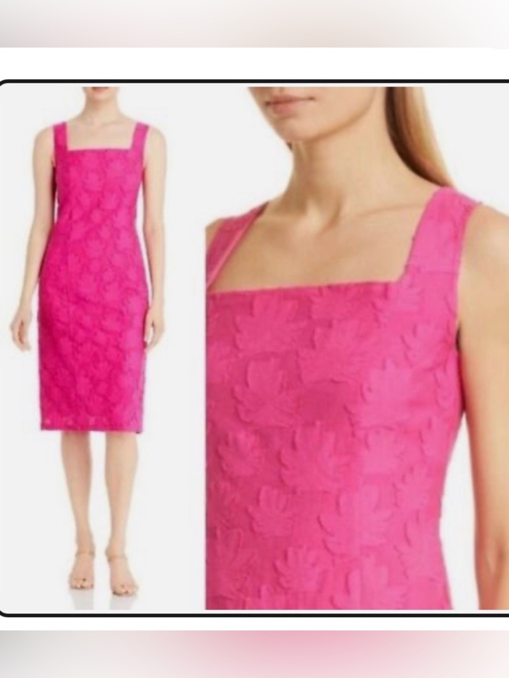 NWT HUGO BOSS Diteva Pink Floral Jacquard Midi Sheath Dress 6